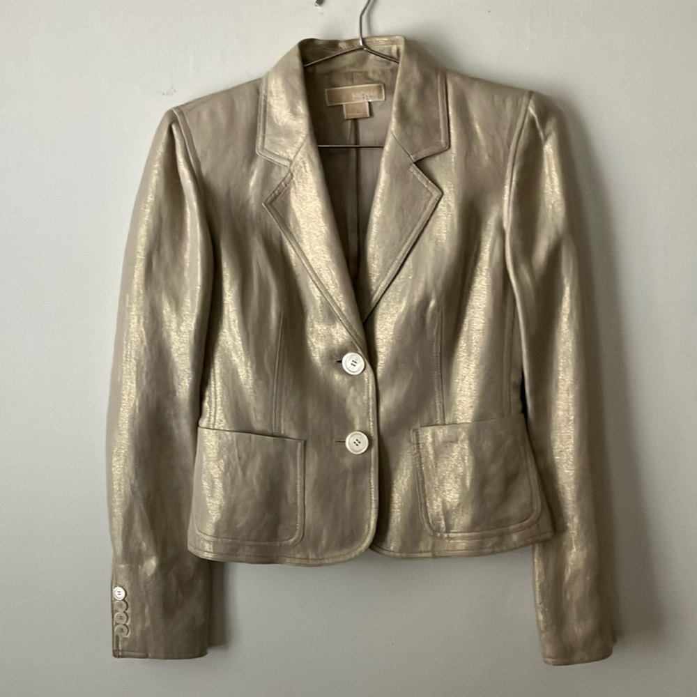 Michael Kors Gold Metallic Blazer Jacket